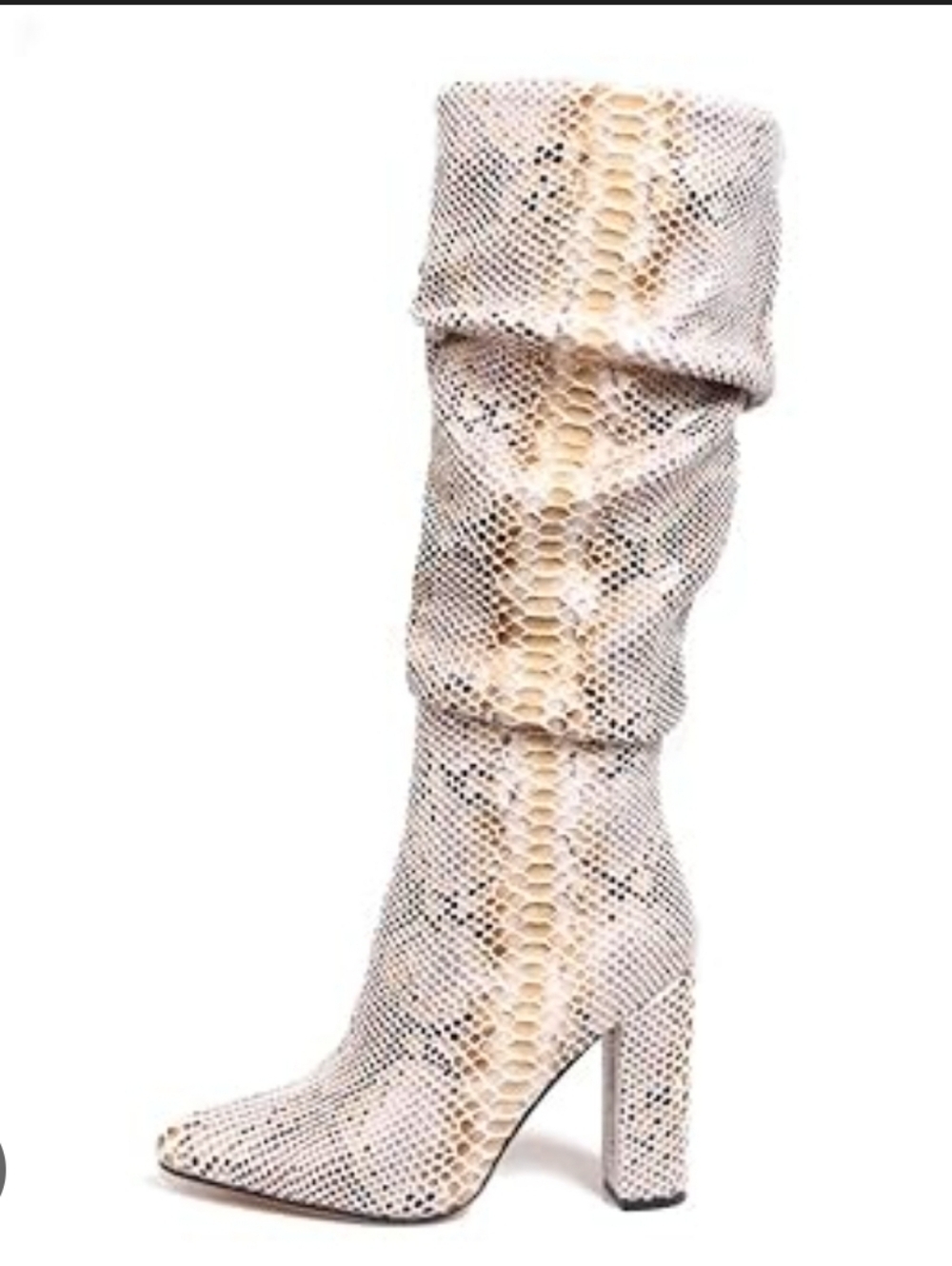 ISNOM Colorful Snakeskin Knee High Boots with Thick Heels and Zipper Sz 10